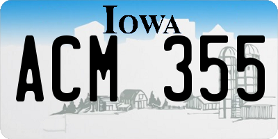 IA license plate ACM355