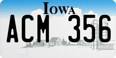 IA license plate ACM356