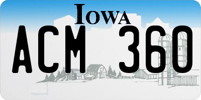 IA license plate ACM360