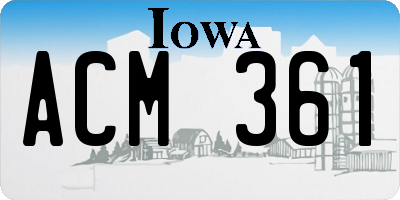 IA license plate ACM361