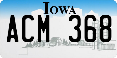 IA license plate ACM368