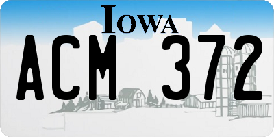 IA license plate ACM372