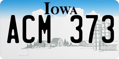 IA license plate ACM373