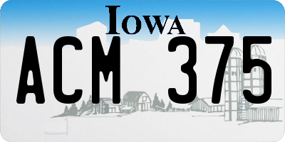 IA license plate ACM375