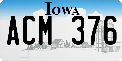 IA license plate ACM376