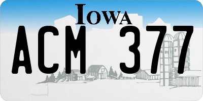 IA license plate ACM377