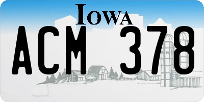 IA license plate ACM378