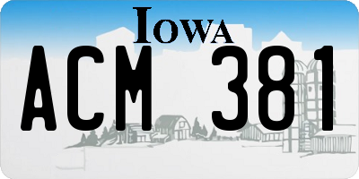IA license plate ACM381