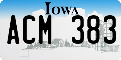 IA license plate ACM383