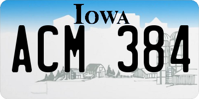 IA license plate ACM384