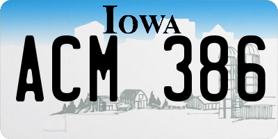 IA license plate ACM386