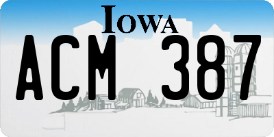 IA license plate ACM387
