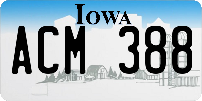 IA license plate ACM388