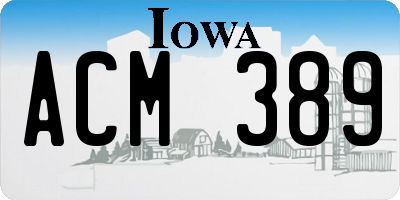 IA license plate ACM389