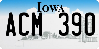 IA license plate ACM390