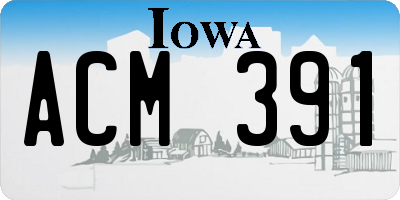 IA license plate ACM391