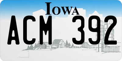 IA license plate ACM392