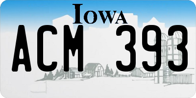 IA license plate ACM393