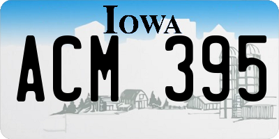 IA license plate ACM395