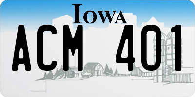 IA license plate ACM401