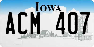IA license plate ACM407