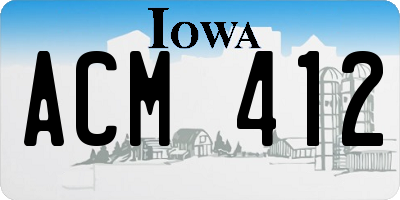 IA license plate ACM412