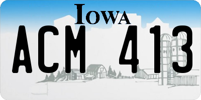 IA license plate ACM413