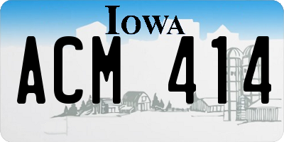 IA license plate ACM414