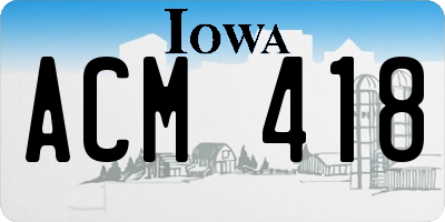 IA license plate ACM418