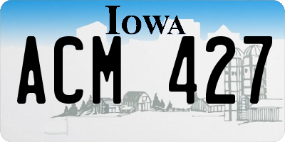 IA license plate ACM427