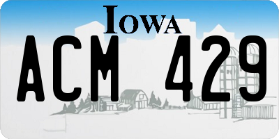 IA license plate ACM429