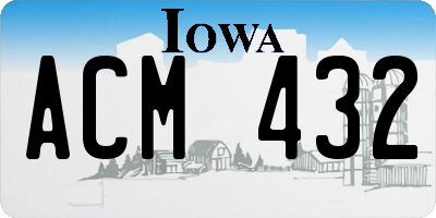 IA license plate ACM432