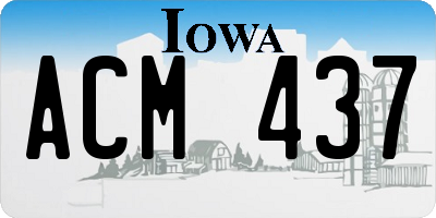 IA license plate ACM437