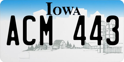 IA license plate ACM443