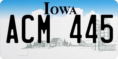 IA license plate ACM445