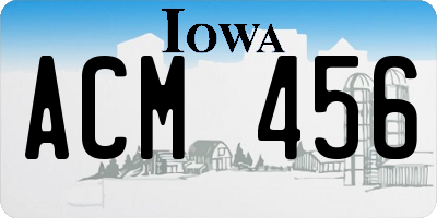 IA license plate ACM456