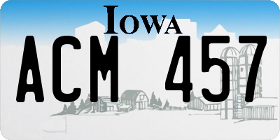 IA license plate ACM457