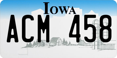 IA license plate ACM458