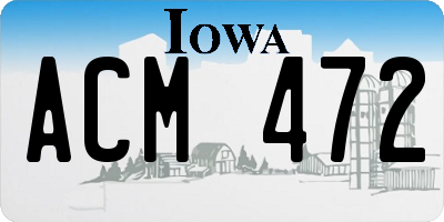 IA license plate ACM472