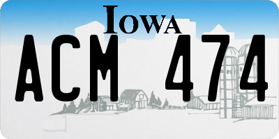 IA license plate ACM474