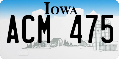 IA license plate ACM475