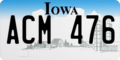 IA license plate ACM476