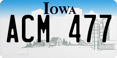 IA license plate ACM477