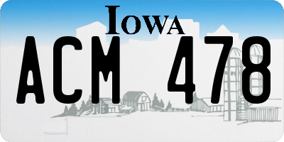 IA license plate ACM478