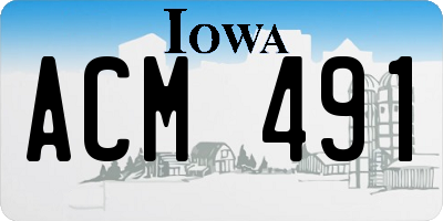 IA license plate ACM491