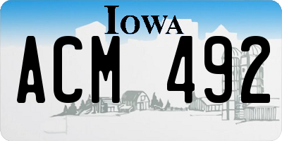 IA license plate ACM492