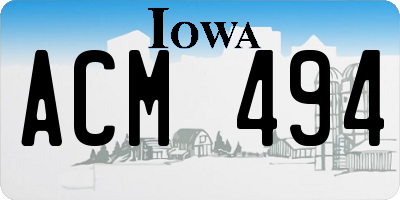 IA license plate ACM494
