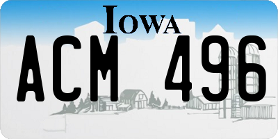 IA license plate ACM496