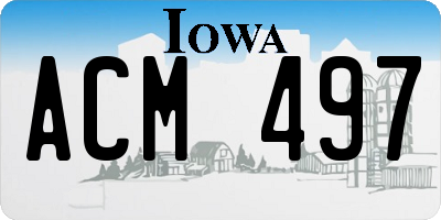 IA license plate ACM497