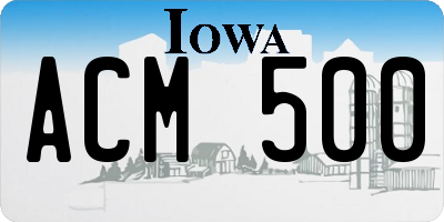 IA license plate ACM500